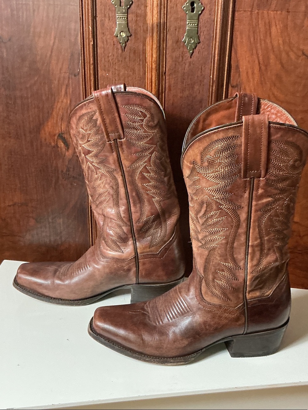 Dan Post Brown Embroidered Western Heeled Boots - Picture 4 of 9